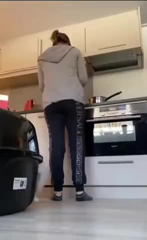 Необьятный котик рвется на спину хозяйке