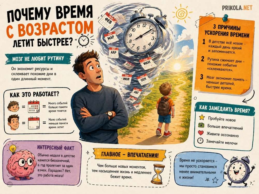 Почему время с возрастом будто летит быстрее — прикол на Prikola.net