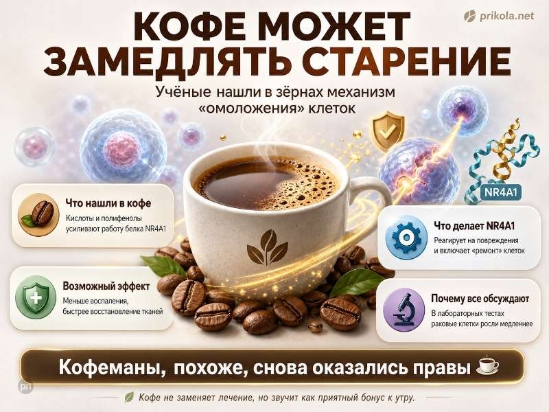 Учёные нашли в кофе механизм «омоложения» клеток — кофеманы уже празднуют — прикол на Prikola.net