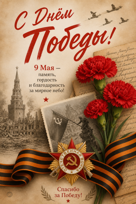 Красивая открытка с 9 Мая и Днём Победы